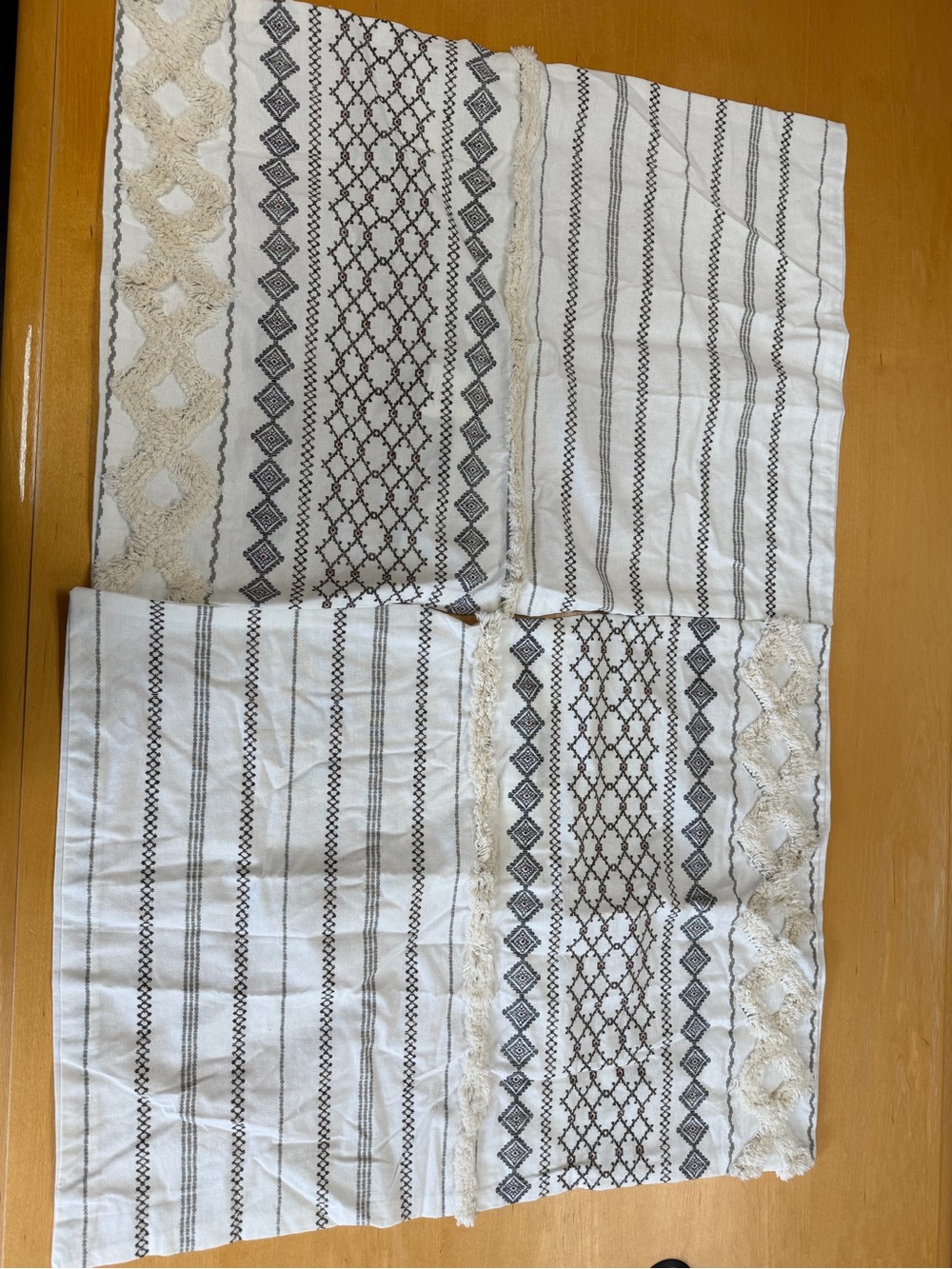 Ink+Ivy Pillow Shams Cream w/ Striped/Geometric Pattern 26"x19" Pair Of 2